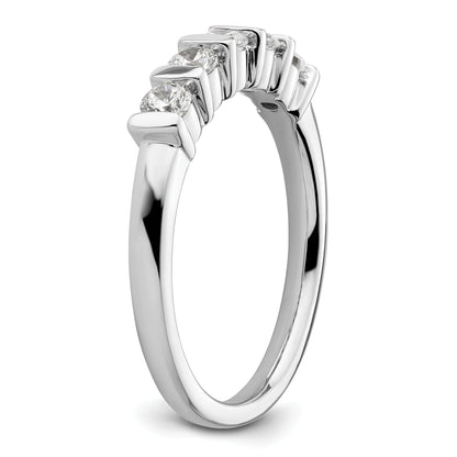 0.50ct. CZ Solid Real 14K White Gold 5-Stone Wedding Band Ring