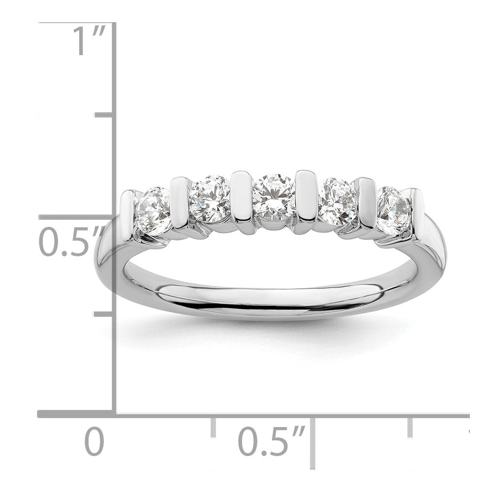 14K White Gold 5-Stone Real Diamond Band