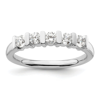 0.50ct. CZ Solid Real 14K White Gold 5-Stone Wedding Band Ring