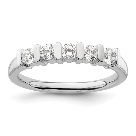 0.50ct. CZ Solid Real 14K White Gold 5-Stone Wedding Band Ring