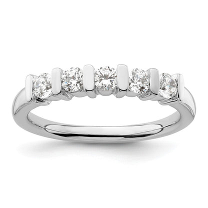 14K White Gold 5-Stone Real Diamond Band