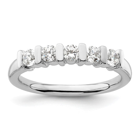 14K White Gold 5-Stone Real Diamond Band