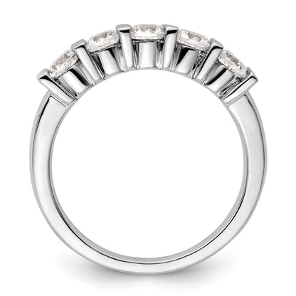 14K White Gold 5-Stone Real Diamond Band