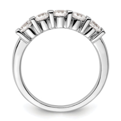 0.75ct. CZ Solid Real 14K White Gold 5-Stone Wedding Band Ring