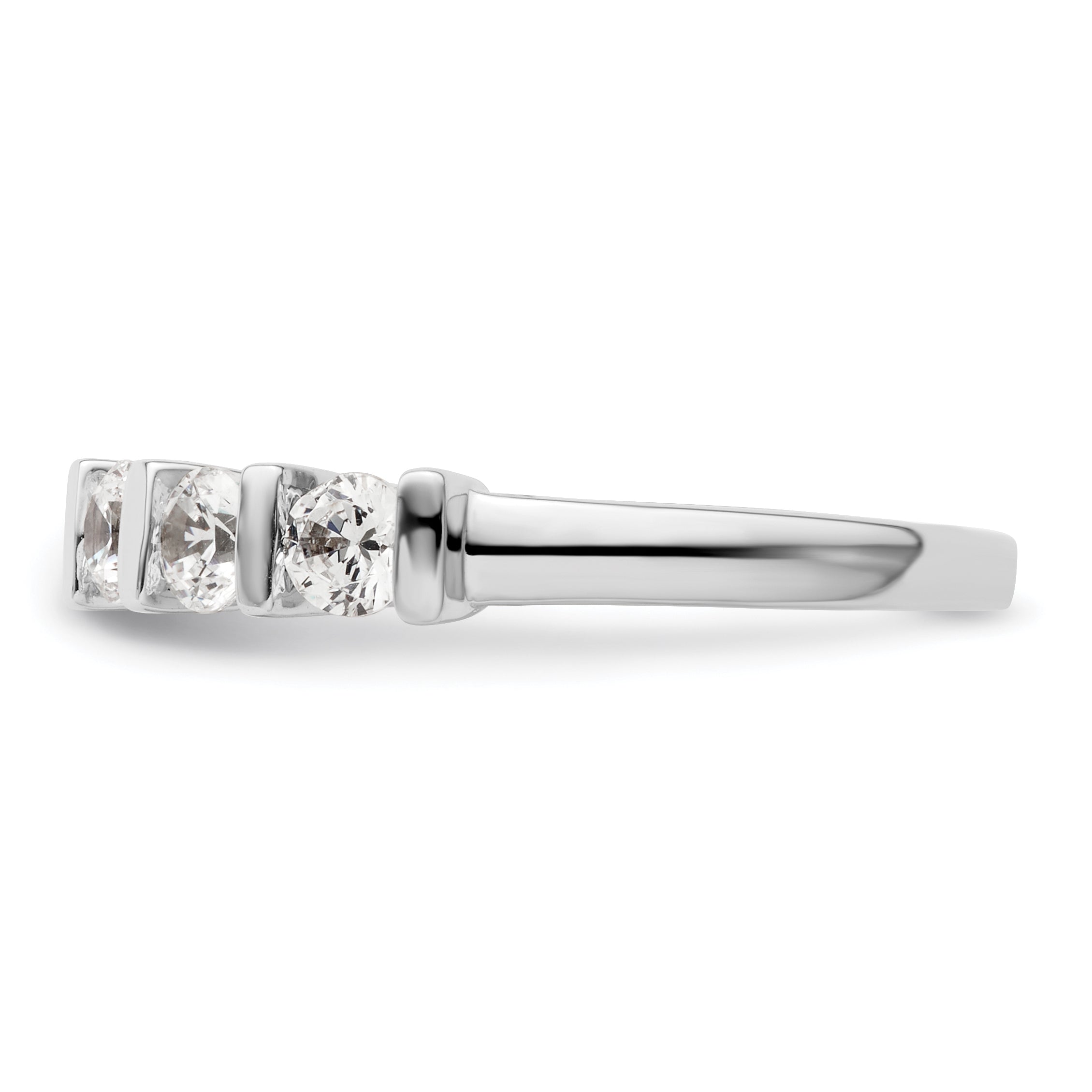 0.75ct. CZ Solid Real 14K White Gold 5-Stone Wedding Band Ring