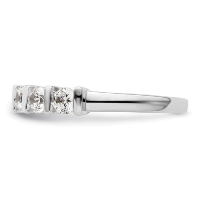 0.75ct. CZ Solid Real 14K White Gold 5-Stone Wedding Band Ring