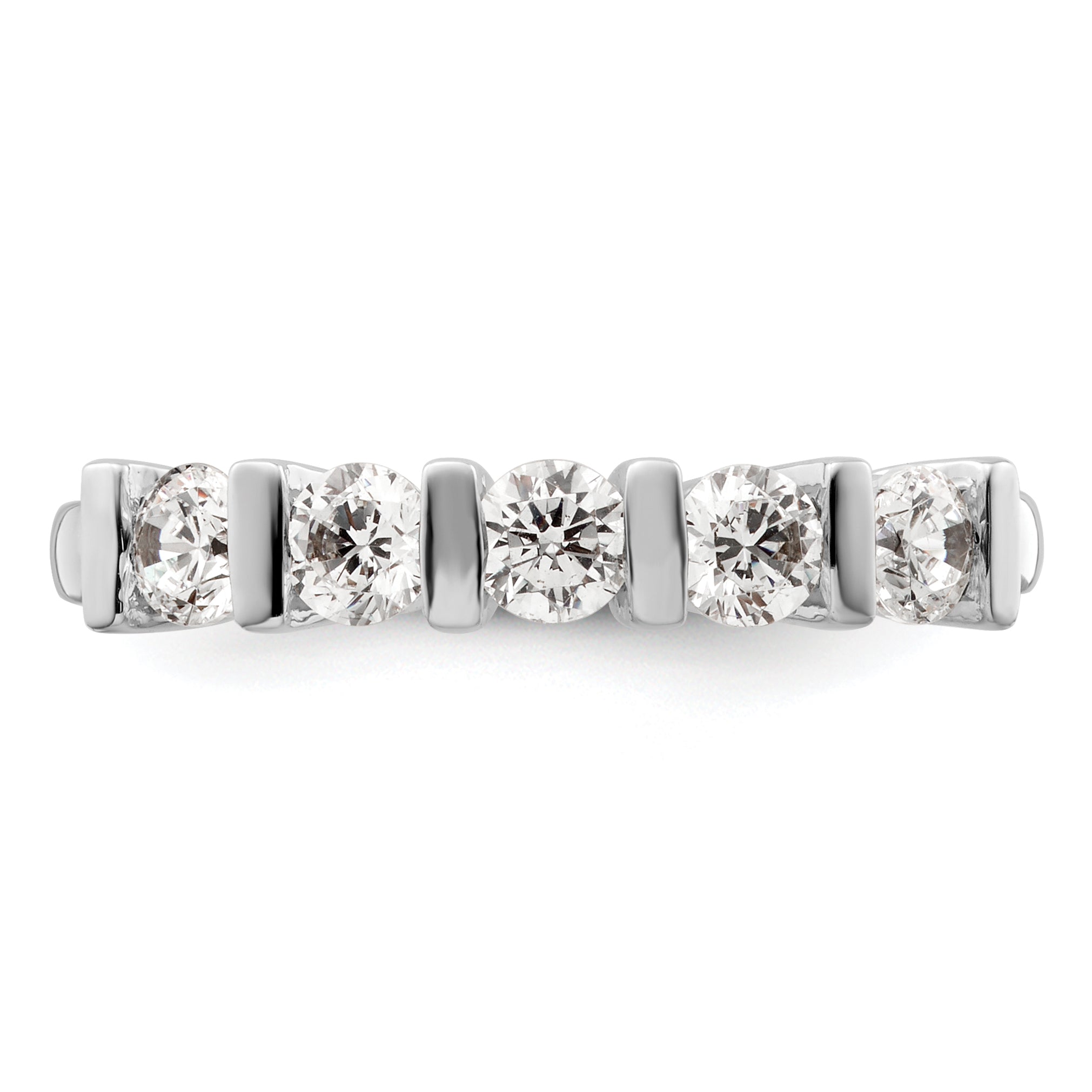 0.75ct. CZ Solid Real 14K White Gold 5-Stone Wedding Band Ring