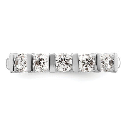 0.75ct. CZ Solid Real 14K White Gold 5-Stone Wedding Band Ring