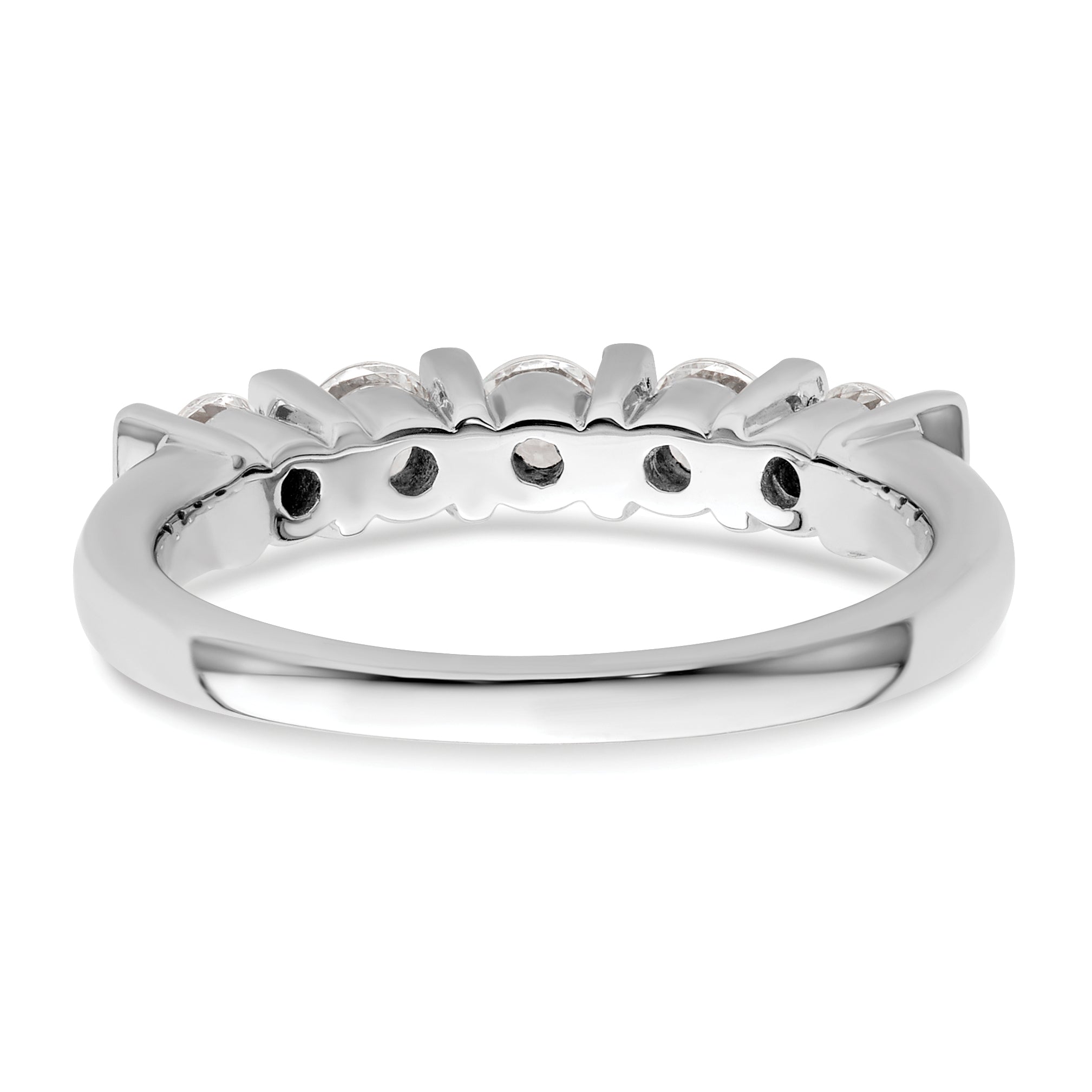 0.75ct. CZ Solid Real 14K White Gold 5-Stone Wedding Band Ring