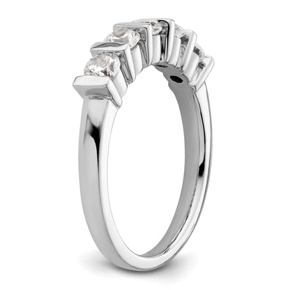 0.75ct. CZ Solid Real 14K White Gold 5-Stone Wedding Band Ring
