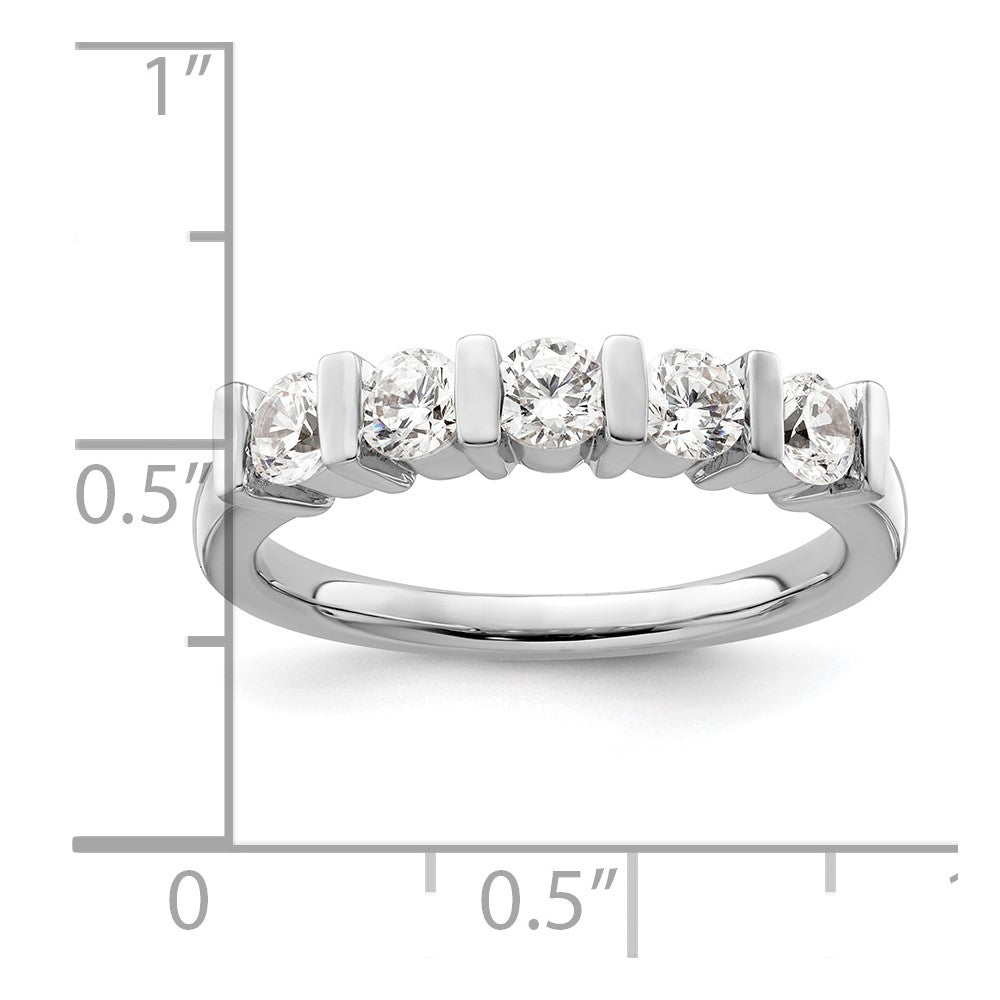 14K White Gold 5-Stone Real Diamond Band