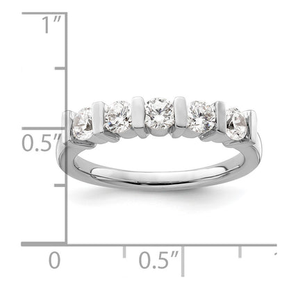14K White Gold 5-Stone Real Diamond Band