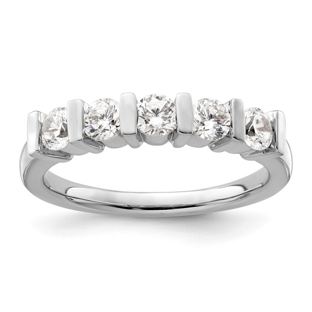 14K White Gold 5-Stone Real Diamond Band