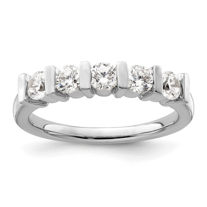 14K White Gold 5-Stone Real Diamond Band