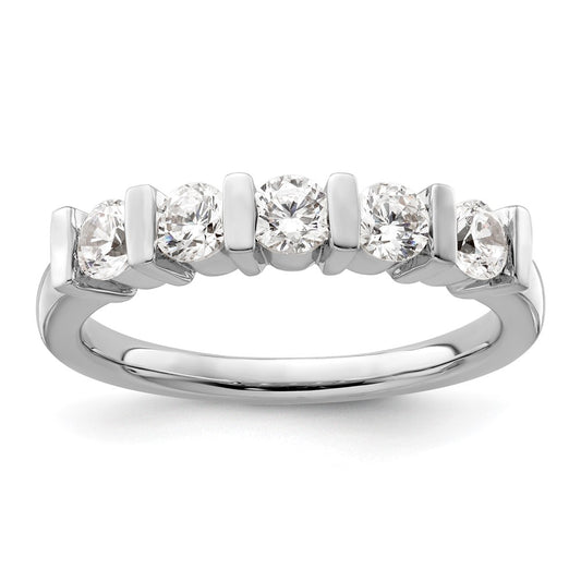 14K White Gold 5-Stone Real Diamond Band