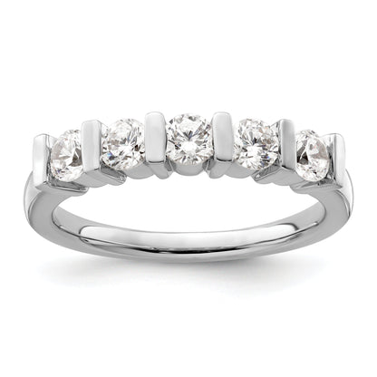 0.75ct. CZ Solid Real 14K White Gold 5-Stone Wedding Band Ring