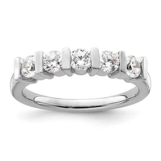 0.75ct. CZ Solid Real 14K White Gold 5-Stone Wedding Band Ring