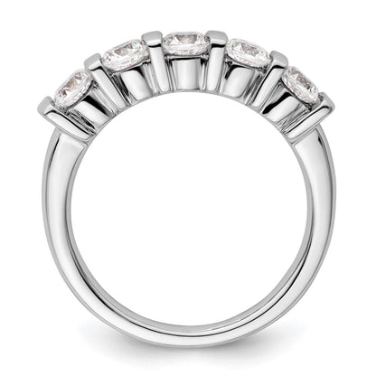 14K White Gold 5-Stone Real Diamond Band