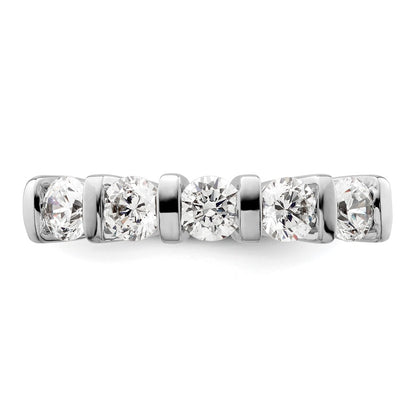 14K White Gold 5-Stone Real Diamond Band