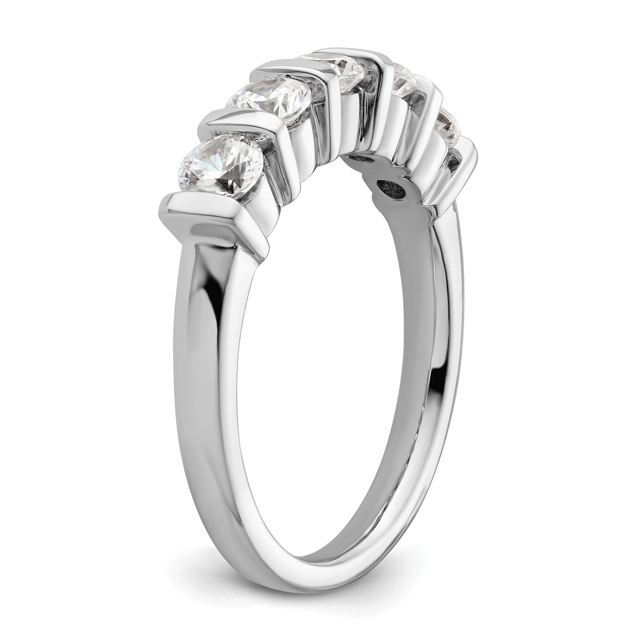1.10ct. CZ Solid Real 14K White Gold 5-Stone Wedding Band Ring
