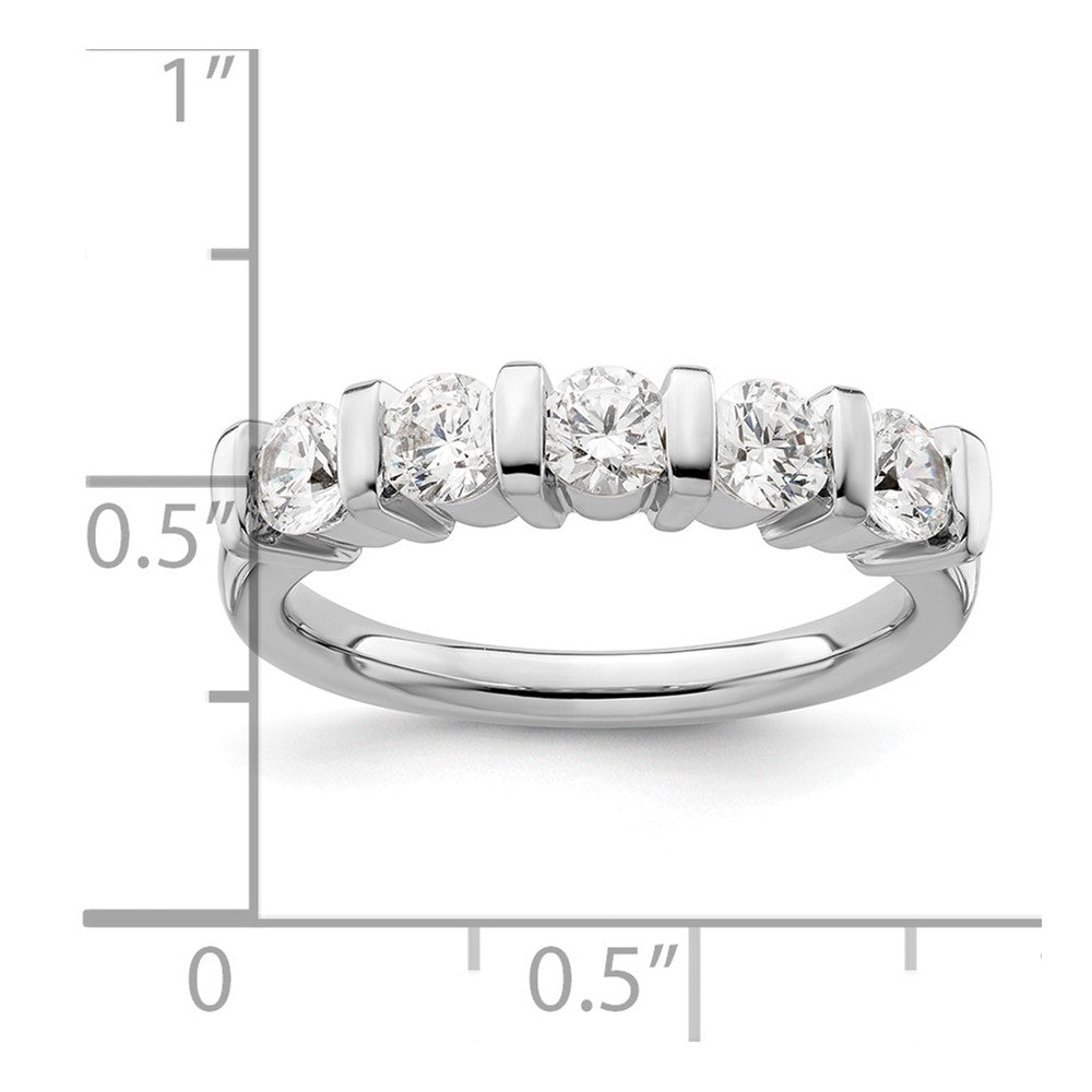 14K White Gold 5-Stone Real Diamond Band