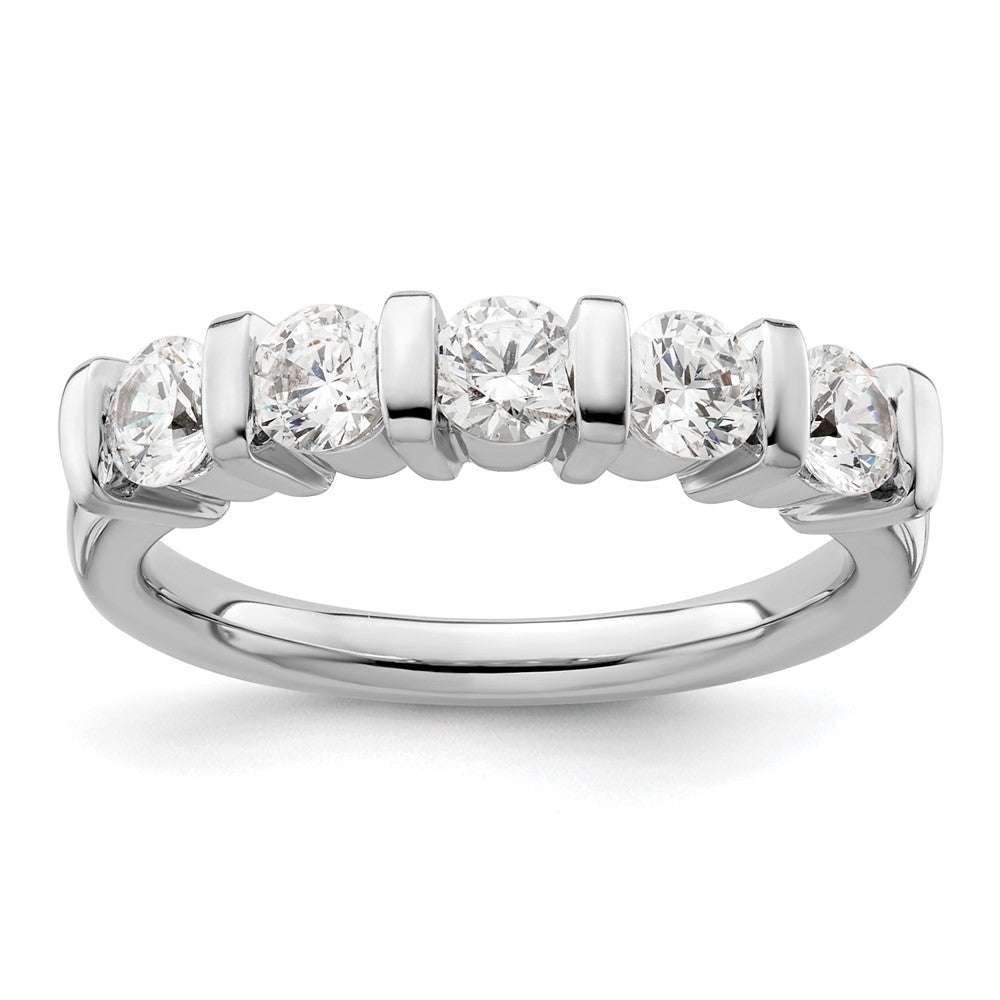 14K White Gold 5-Stone Real Diamond Band