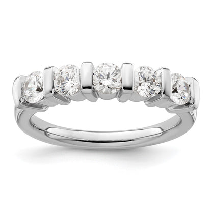 14K White Gold 5-Stone Real Diamond Band