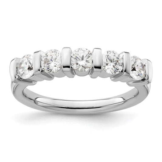 14K White Gold 5-Stone Real Diamond Band