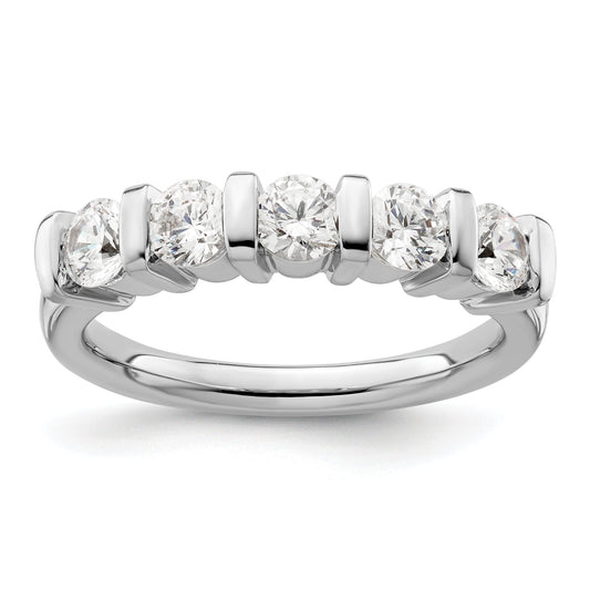 1.10ct. CZ Solid Real 14K White Gold 5-Stone Wedding Band Ring