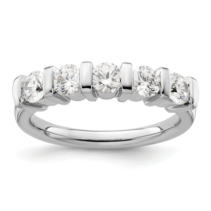 1.10ct. CZ Solid Real 14K White Gold 5-Stone Wedding Band Ring
