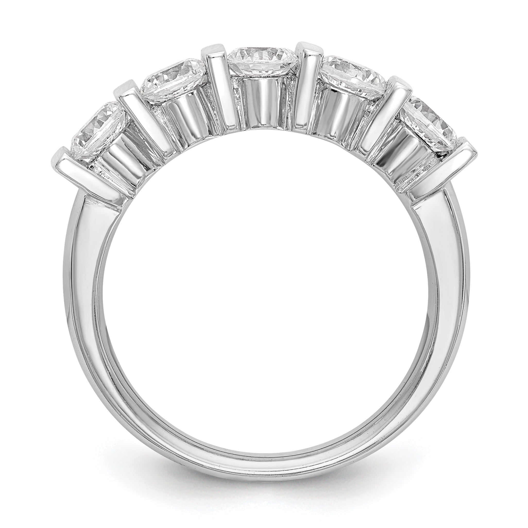 1.25ct. CZ Solid Real 14K White Gold 5-Stone Wedding Band Ring