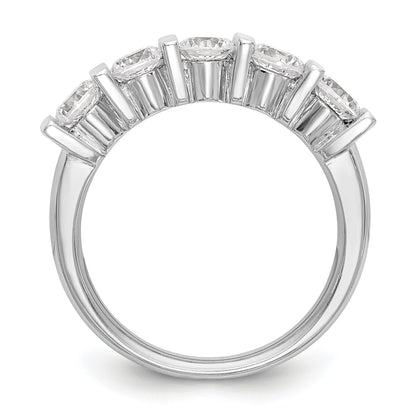 1.25ct. CZ Solid Real 14K White Gold 5-Stone Wedding Band Ring