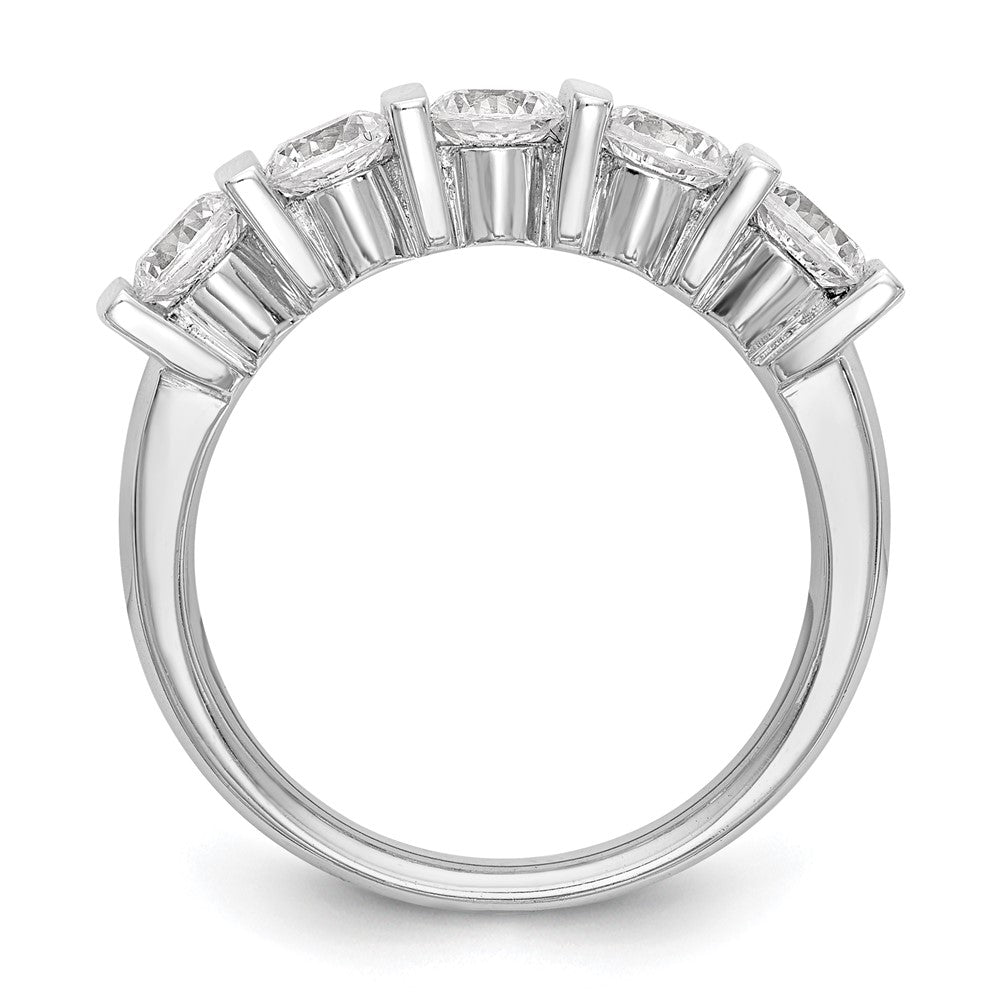 14K White Gold 5-Stone Real Diamond Band