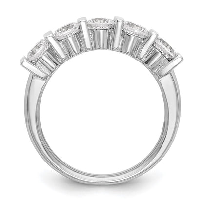 14K White Gold 5-Stone Real Diamond Band