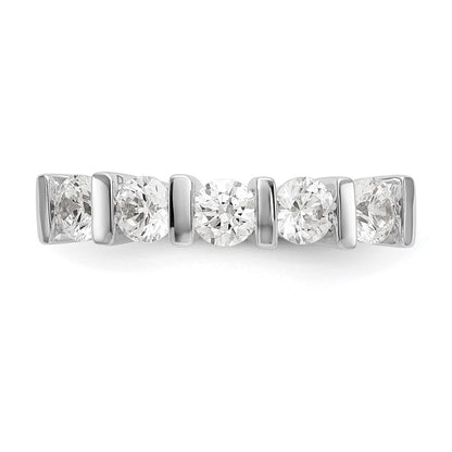 14K White Gold 5-Stone Real Diamond Band