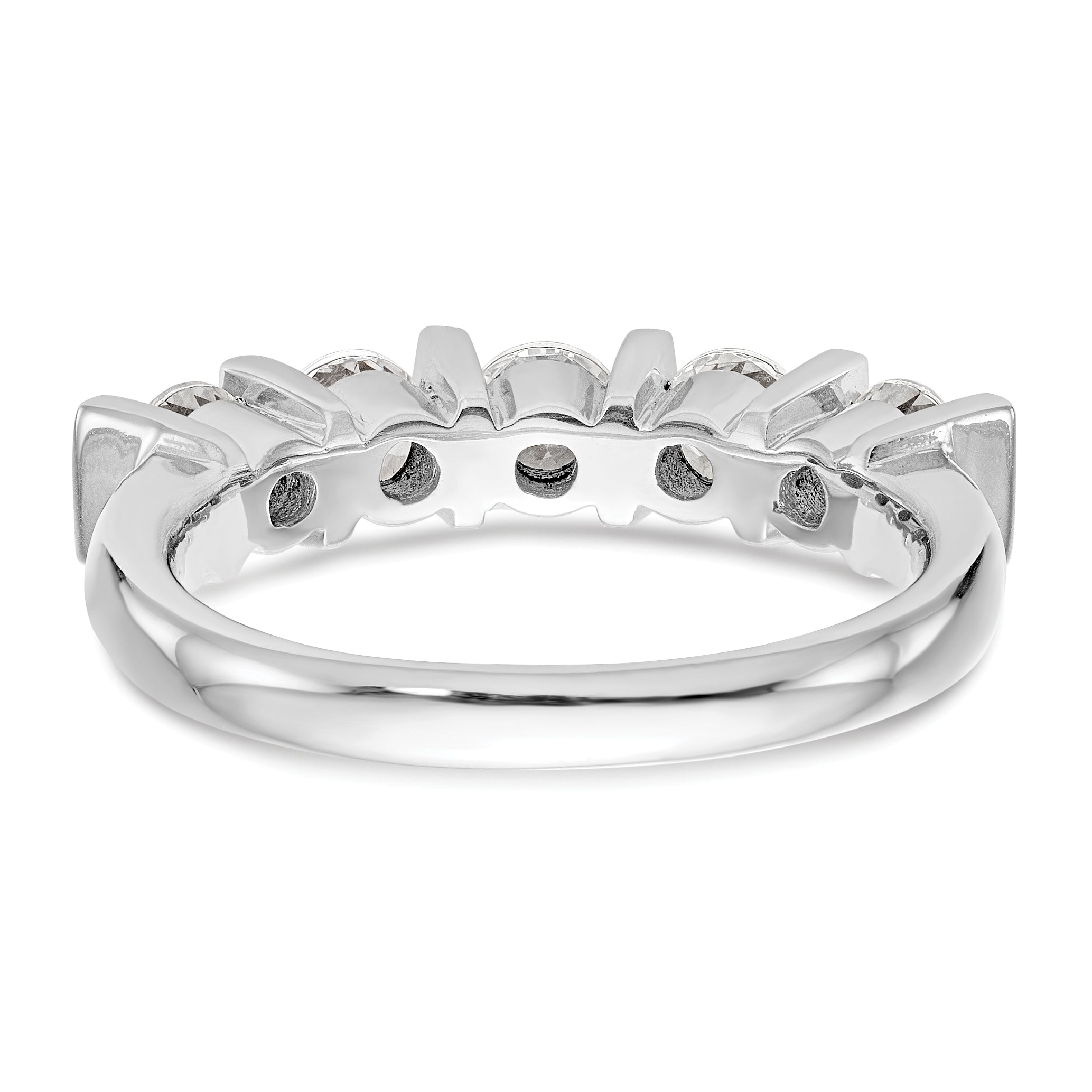 1.25ct. CZ Solid Real 14K White Gold 5-Stone Wedding Band Ring