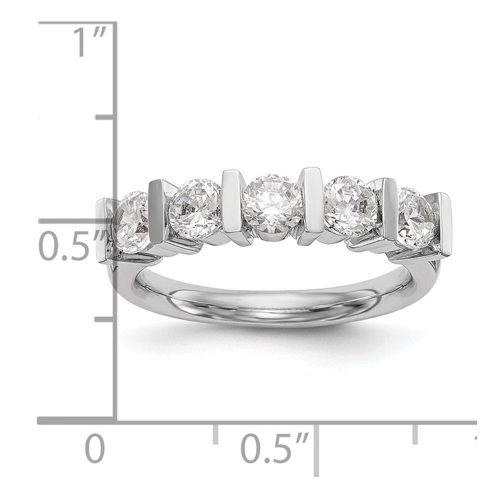 14K White Gold 5-Stone Real Diamond Band