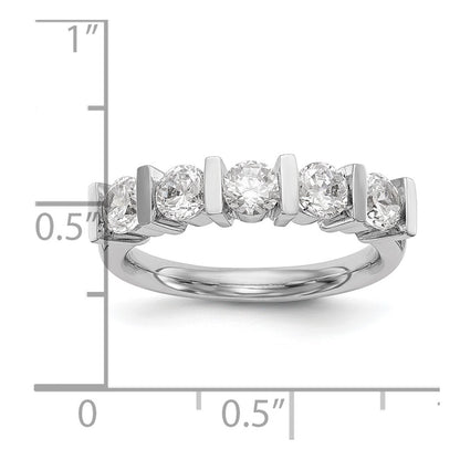14K White Gold 5-Stone Real Diamond Band