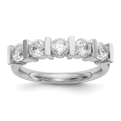 1.25ct. CZ Solid Real 14K White Gold 5-Stone Wedding Band Ring