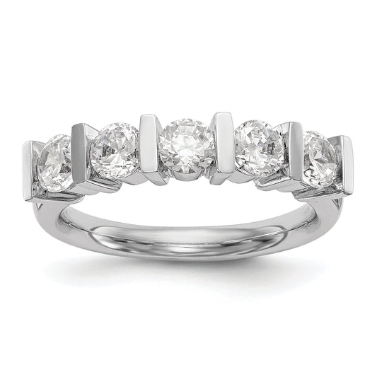 1.25ct. CZ Solid Real 14K White Gold 5-Stone Wedding Band Ring