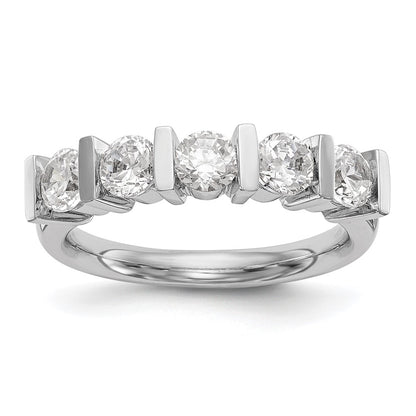 14K White Gold 5-Stone Real Diamond Band