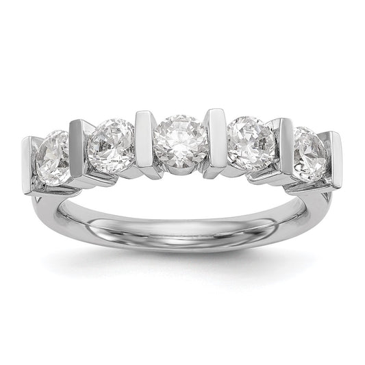 14K White Gold 5-Stone Real Diamond Band