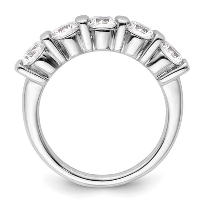 14K White Gold 5-Stone Real Diamond Band