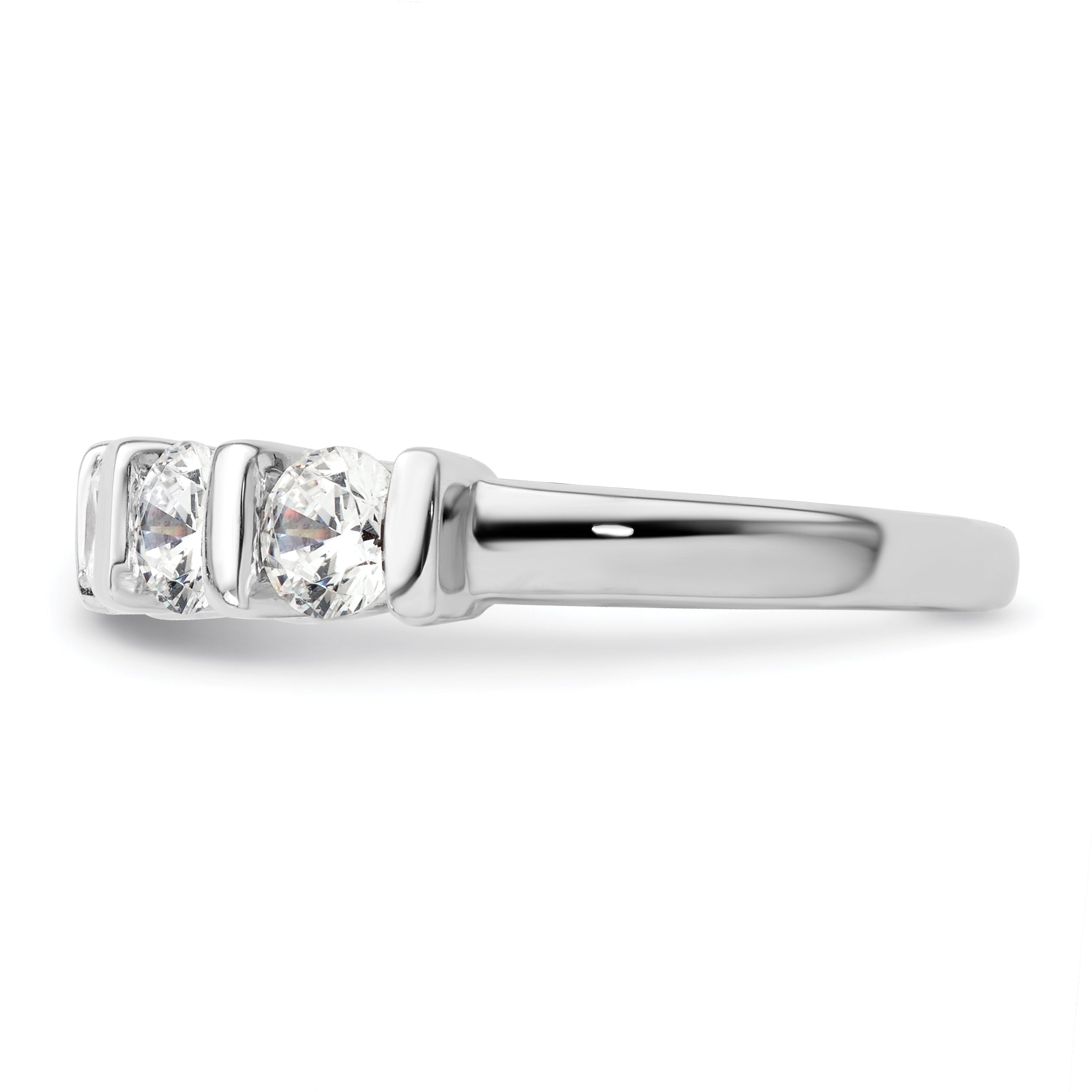1.50ct. CZ Solid Real 14K White Gold 5-Stone Wedding Band Ring