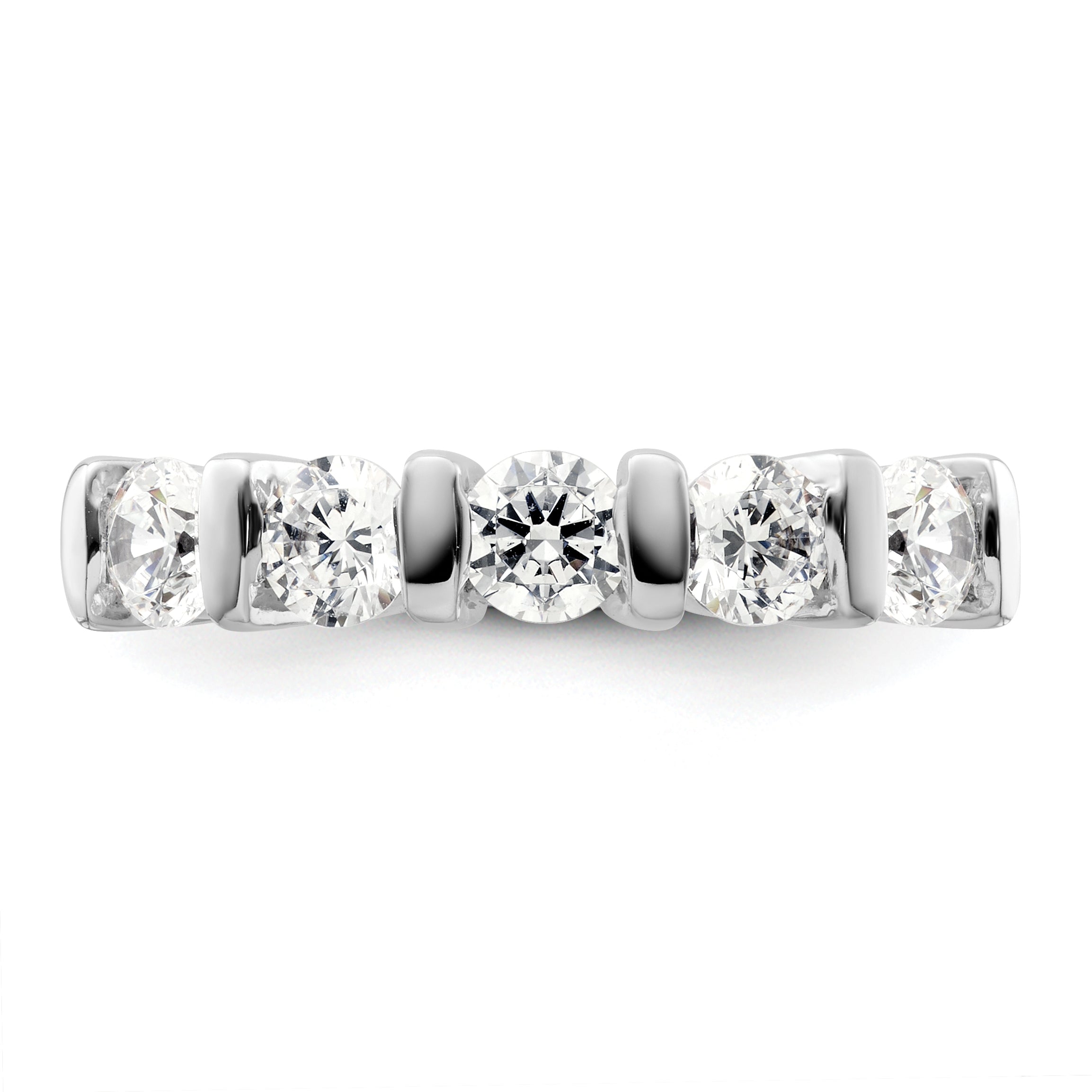 1.50ct. CZ Solid Real 14K White Gold 5-Stone Wedding Band Ring