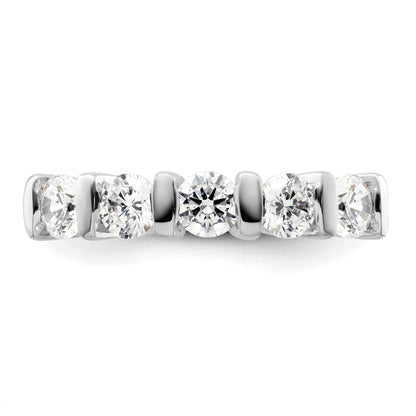 1.50ct. CZ Solid Real 14K White Gold 5-Stone Wedding Band Ring