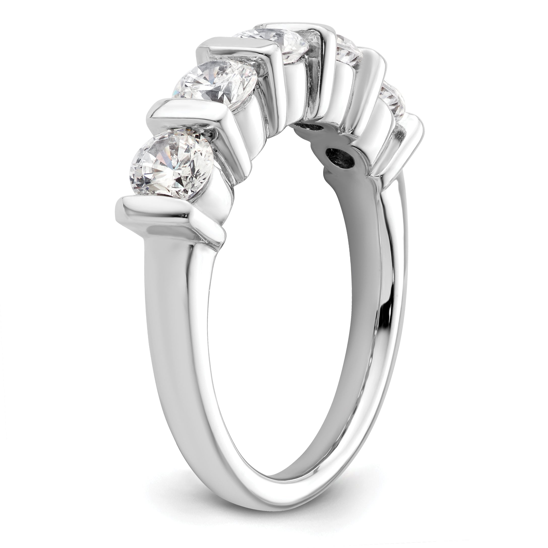 1.50ct. CZ Solid Real 14K White Gold 5-Stone Wedding Band Ring
