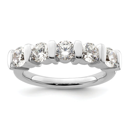 1.50ct. CZ Solid Real 14K White Gold 5-Stone Wedding Band Ring