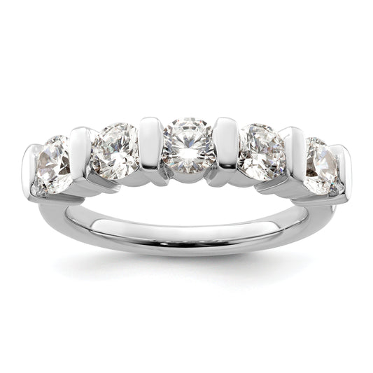 1.50ct. CZ Solid Real 14K White Gold 5-Stone Wedding Band Ring