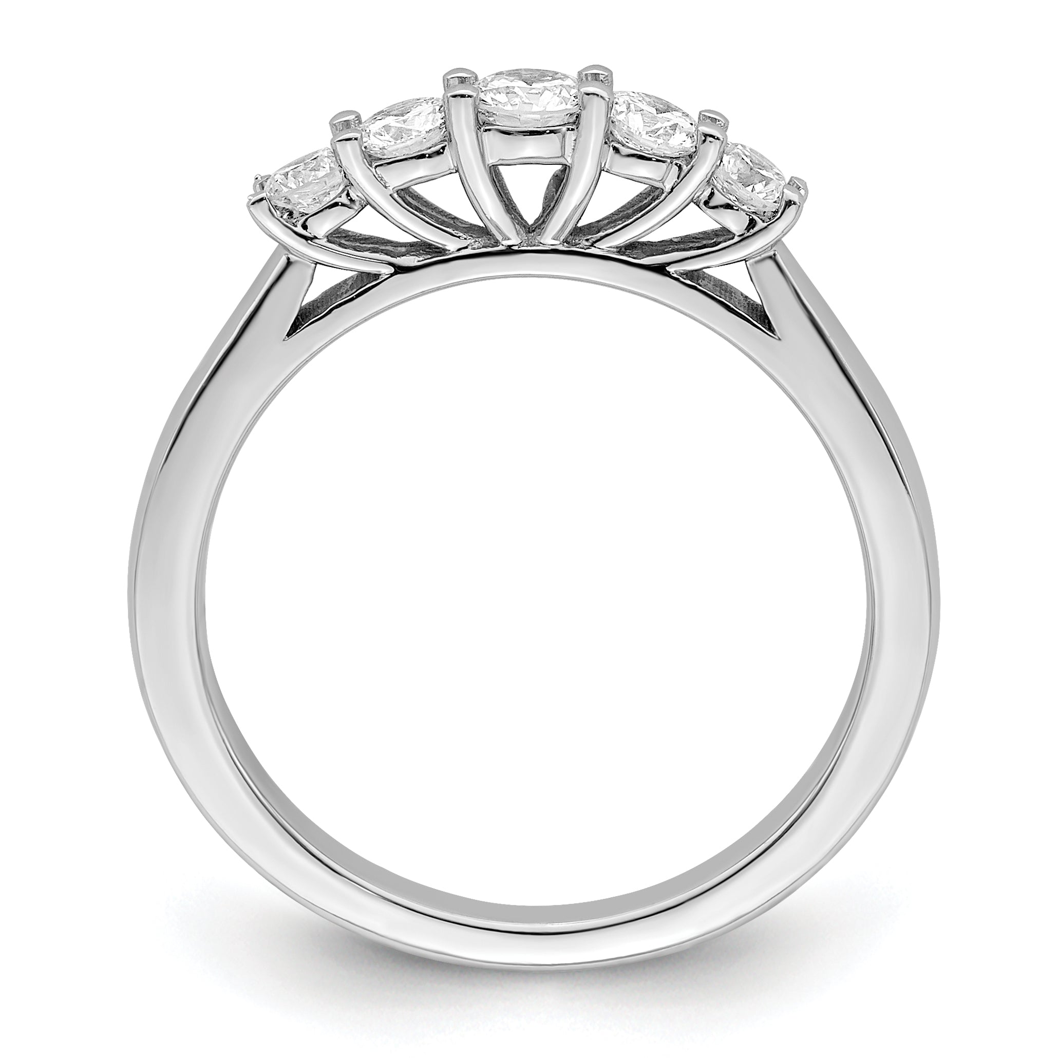 0.50ct. CZ Solid Real 14K White Gold 5-Stone Wedding Band Ring